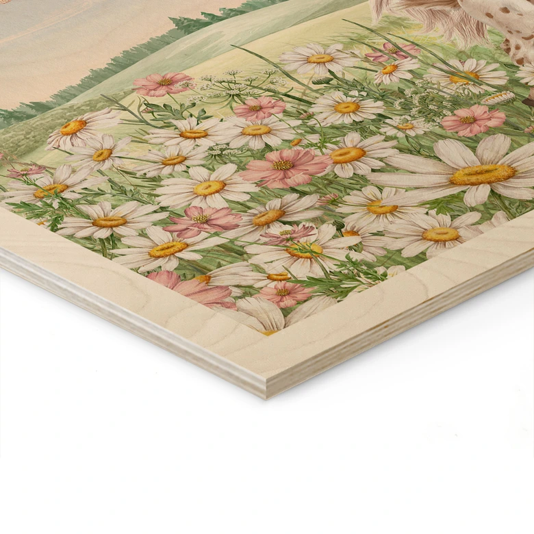Holzbild Pferde auf der Blumenwiese - Kikki Belle 