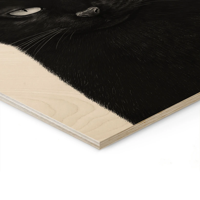 Holzbild Schwarze Katze mit Krone - Korenkova 