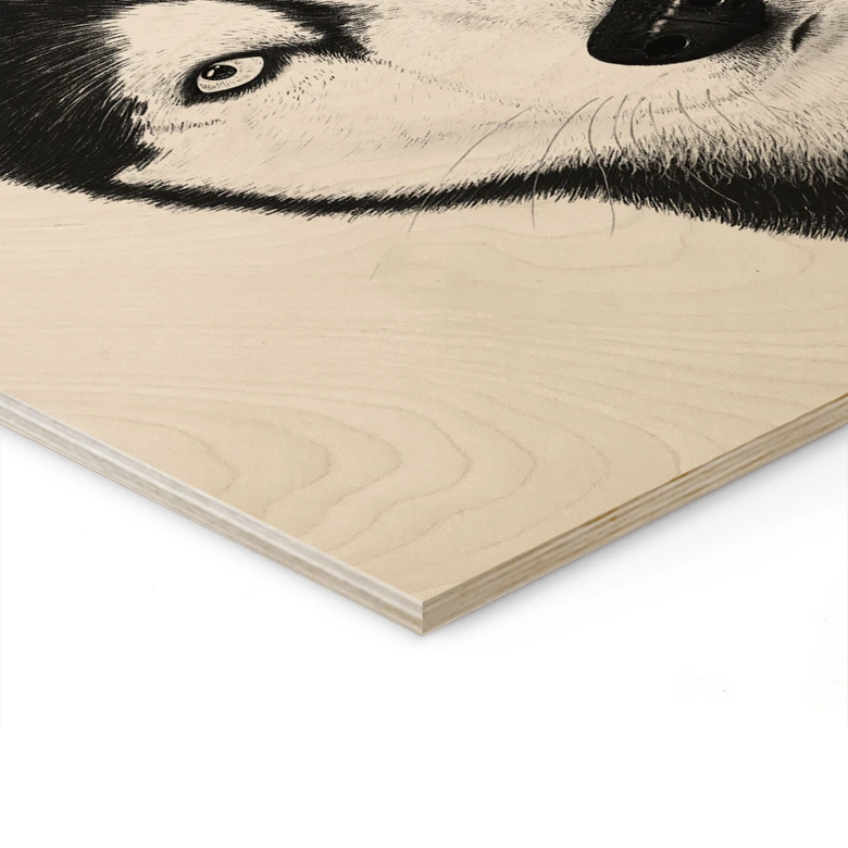 Holzbild Sibirischer Husky - Hundeporträt - Korenkova 