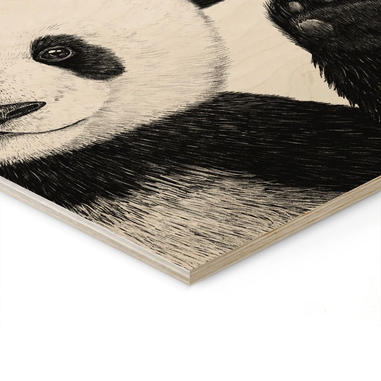 Holzbild Winkender Panda - Korenkova 