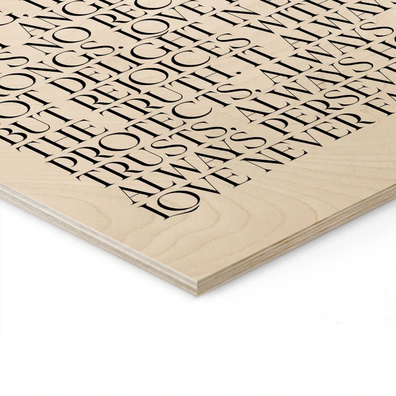 Holzbild Love is - Liebe ist geduldig - KsanaKalpa 