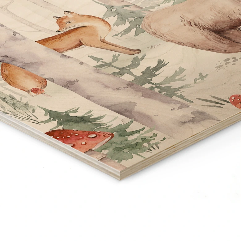 Trätavla av skogsdjur på hösten - Kvilis 