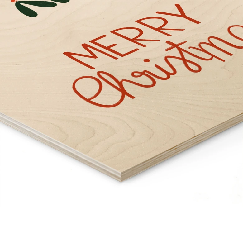 Holzbild Merry Christmas mit Mistelzweig - Lisboa 
