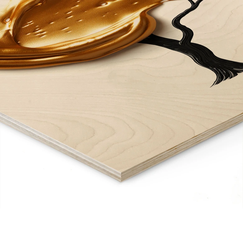 Holzbild Baum mit goldener 3D-Krone - Mielu 