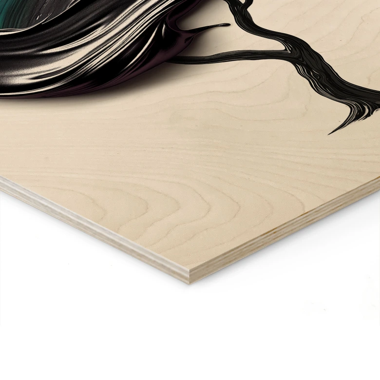 Holzbild Baum mit schwarzer 3D-Krone - Mielu 