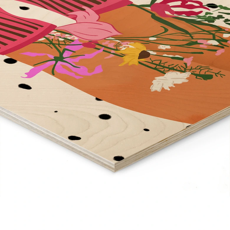 Holzbild Sockenliebe trifft Flower Power - Mokate 