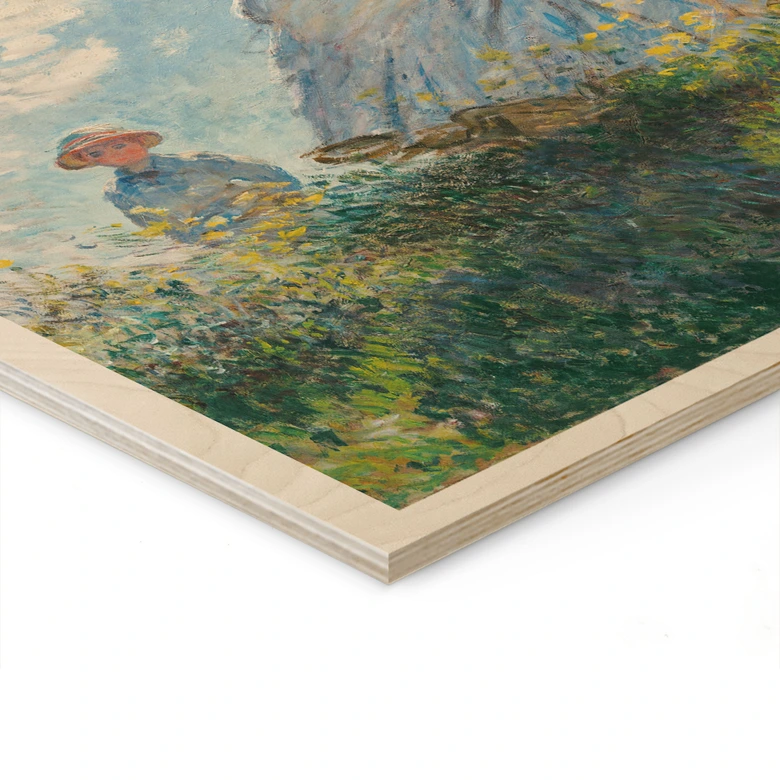 Holzbild Monet - Frau mit Sonnenschirm - Madame Monet und ihr Sohn 