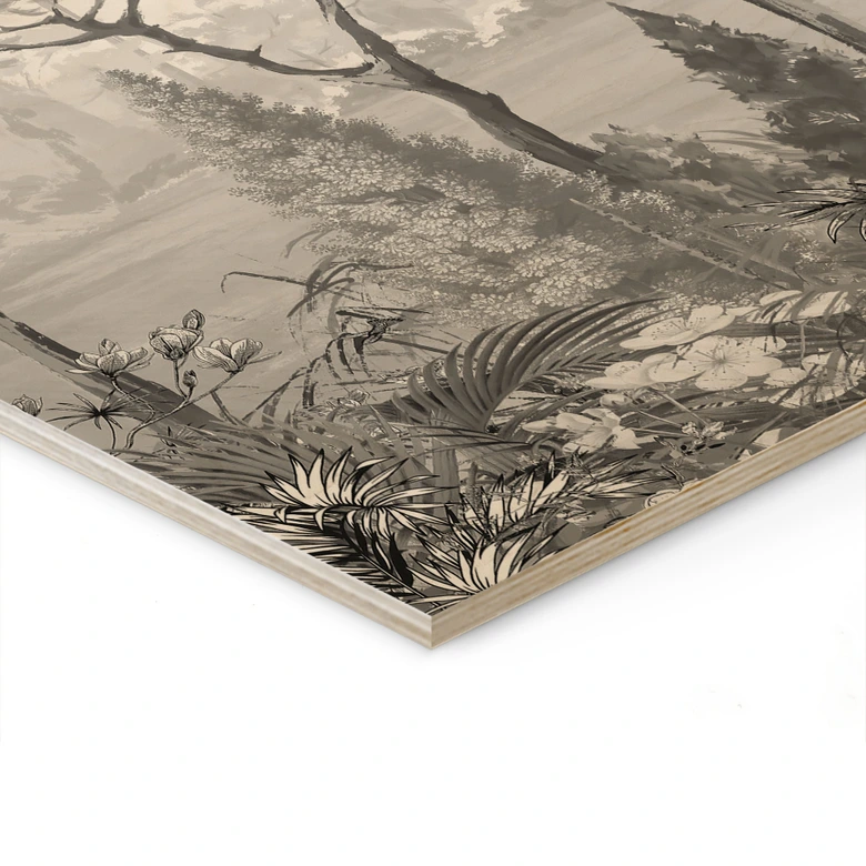 Holzbild Idyllische Pflanzenlandschaft - Ms Tiff 