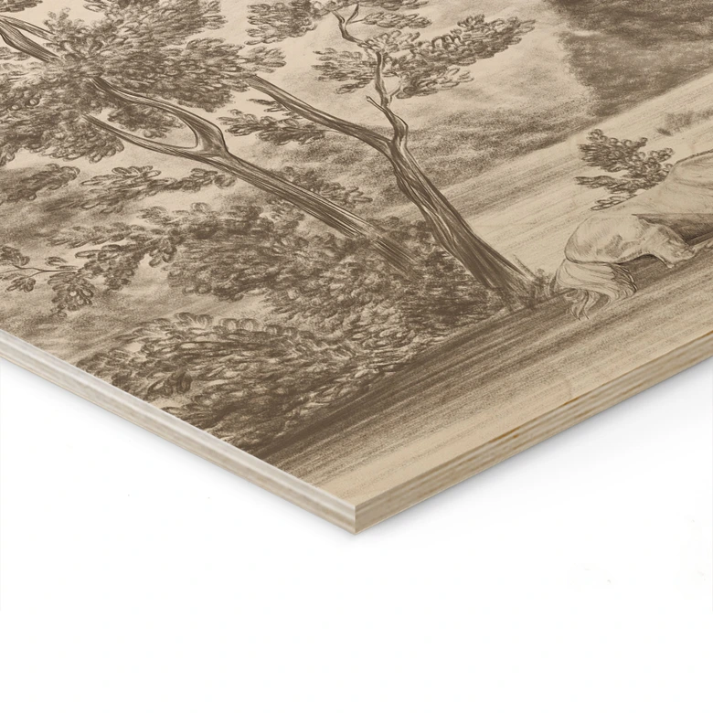 Houten Wanddecoratie met tuinlandschap in beige - Ms Tiff 