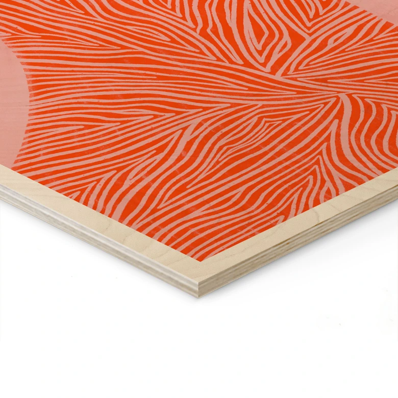 Holzbild Frau mit orangefarbener Decke - Müller 