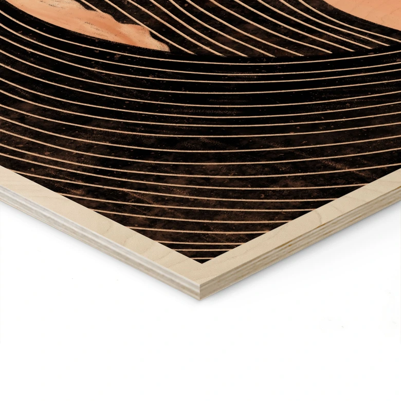 Holzbild Frau mit schwarzem Streifenkleid - Müller 