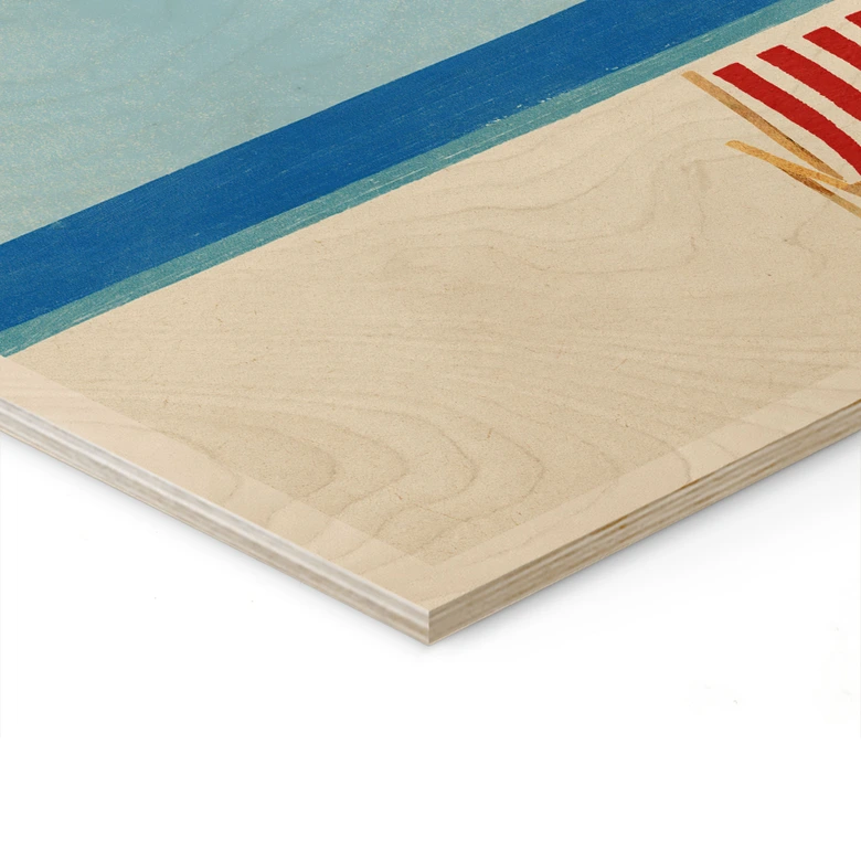 Holzbild Liegestuhl mit Blick aufs Meer - Rivers 