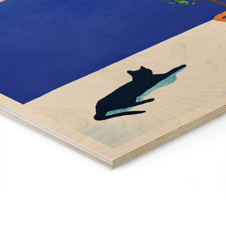 Holzbild Siesta mit Katze am Meer - Rivers 