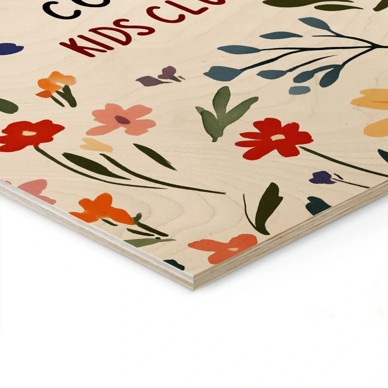 Houten Wanddecoratie Cool Kids Club Kleurrijke bloemen - Treechild 