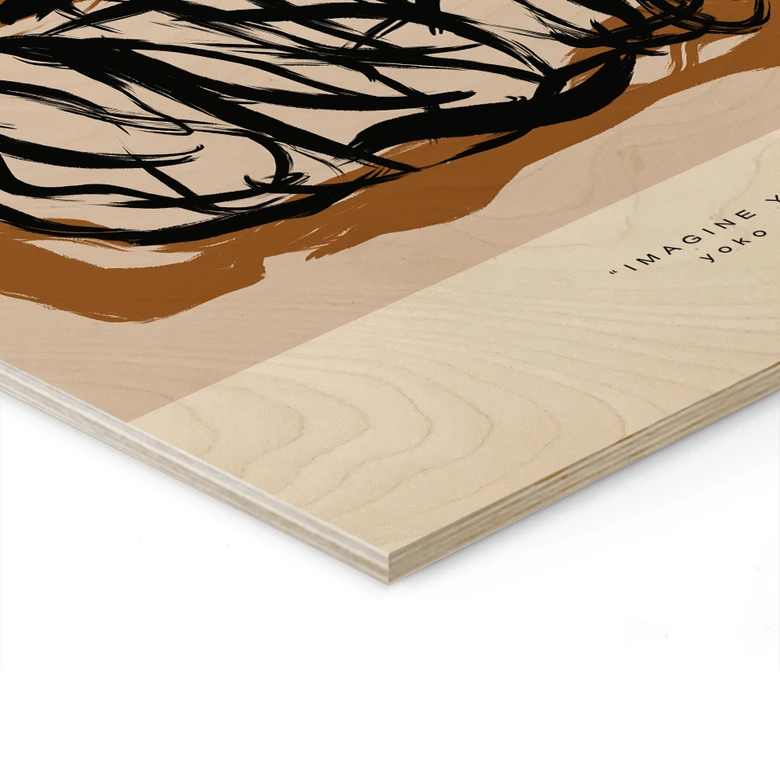 Cuadro de madera Pinceladas negras - Imagine Yoko - Treechild 
