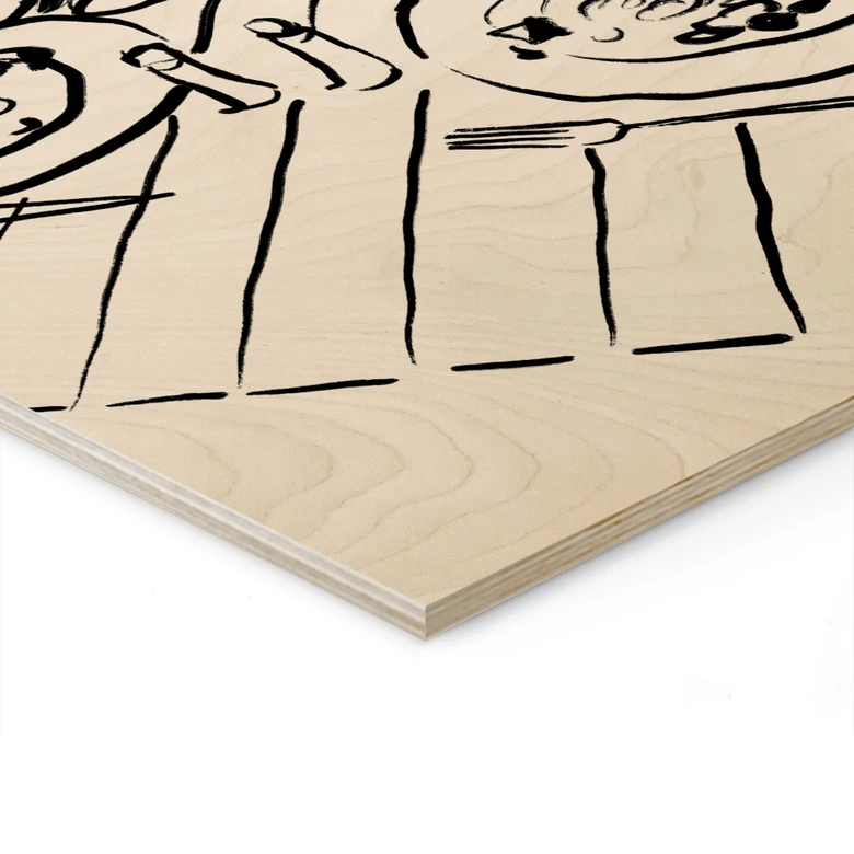 Holzbild Stillleben-Dinner mit Wein - Treechild 