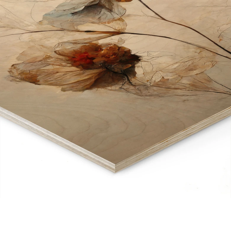 Tableau sur bois Fleurs séchées - L'élégance de l'éphémère - Treechild 