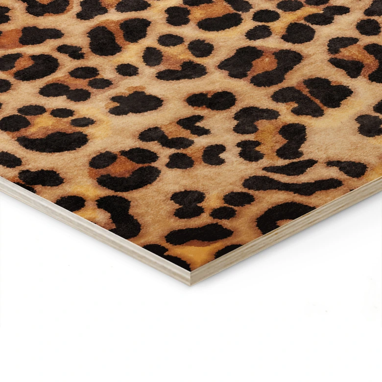 Holzbild Wilder Leopard - Animal Print - Tunaboylu 