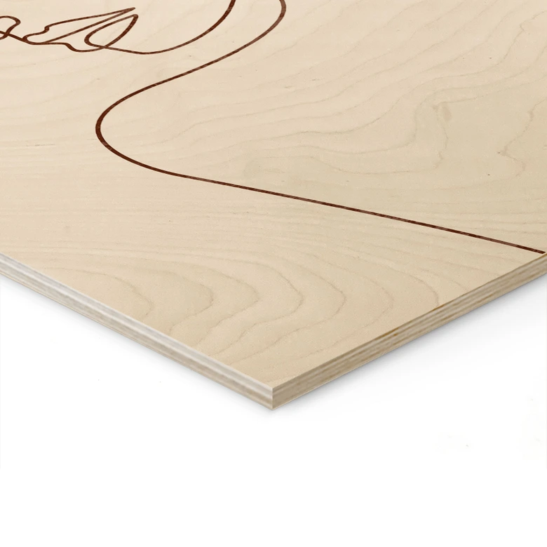 Holzbild Zarte Konturen einer Frau - Line Art - Tunaboylu 