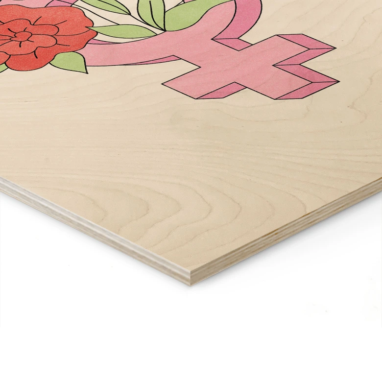 Tableau sur bois Signe de Vénus avec fleurs 