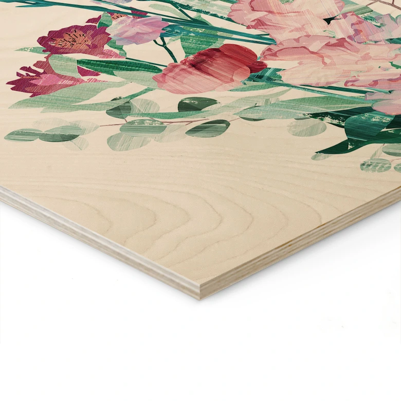 Holzbild Wildblumen Bouquet im Frühling - Goed Blauw - Quadratisch 