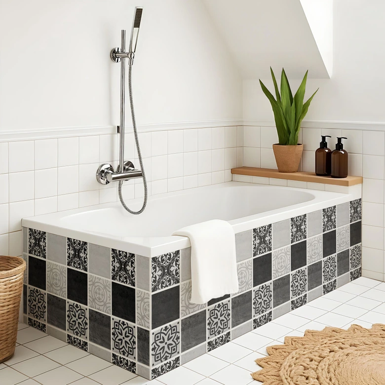 Adesivi piastrelle patchwork cemento - set da 12 