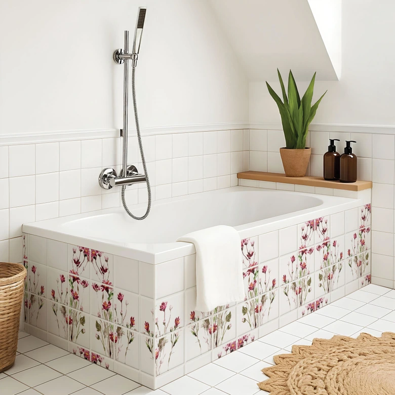 Stickers pour carrelage Fleurs rouges - Set de 12 