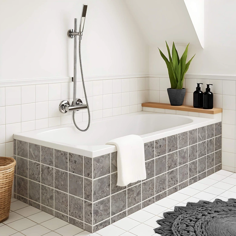 Tile stickers stone look, dark terrazzo - Furniture foil, kitchen splashback, bathroom foil 