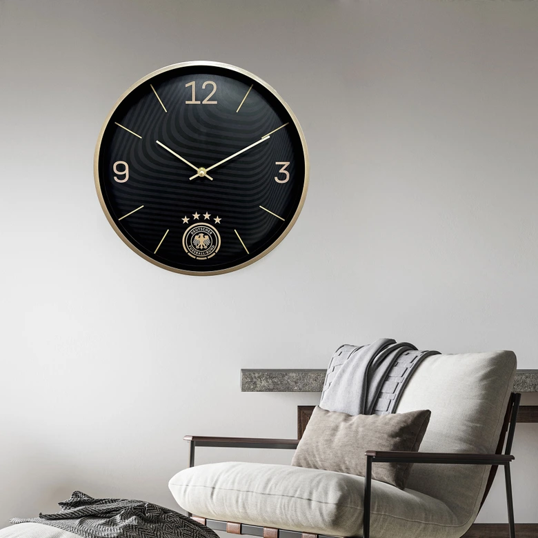 Fußball Wanduhr DFB - Schwarz-gold Ø30 cm 