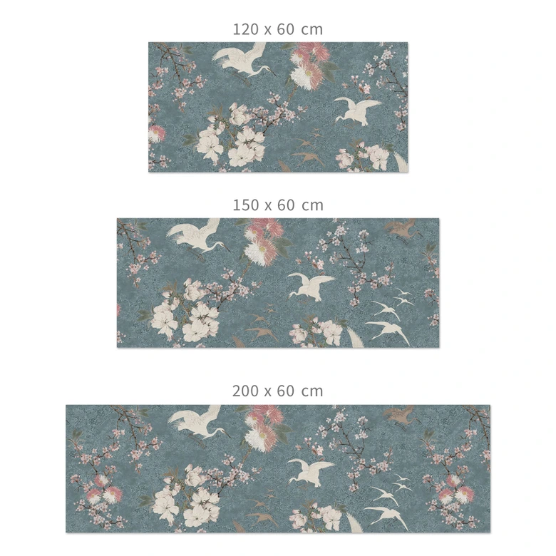 Küchenrückwand Kraniche im Kirschblüten-Rausch Blau - Bloomery Decor 