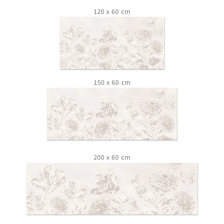 Stænkplade til køkken med vilde blomster i kridtlook Greige - Bloomery Decor 