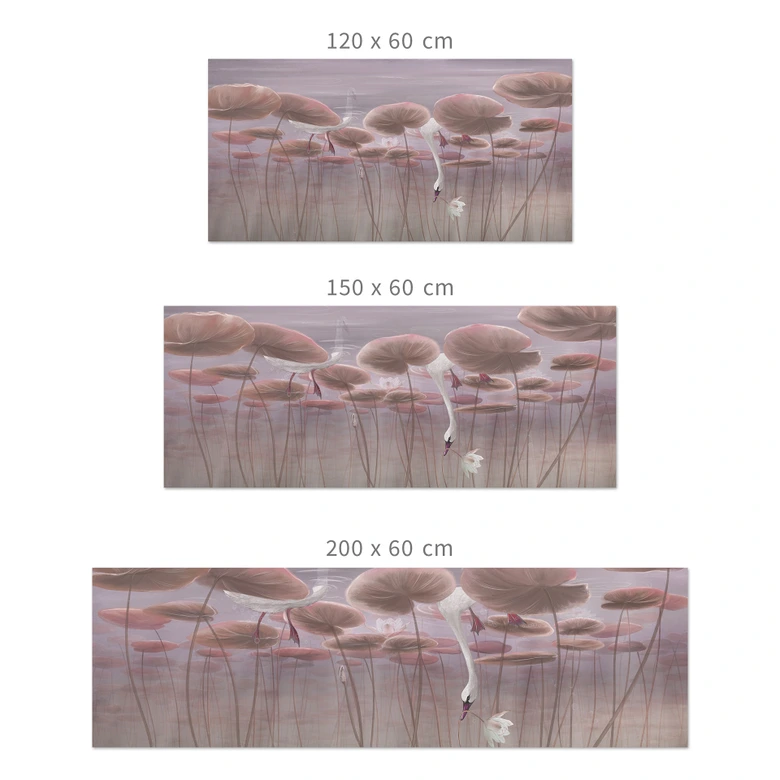 Keukenachterwand met lotusbloemen en zwaan in water in donkerroze - Ms Tiff 