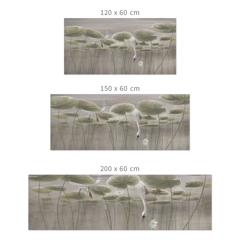 Keukenachterwand met lotusbloemen en zwaan in water in grijs - Ms Tiff 
