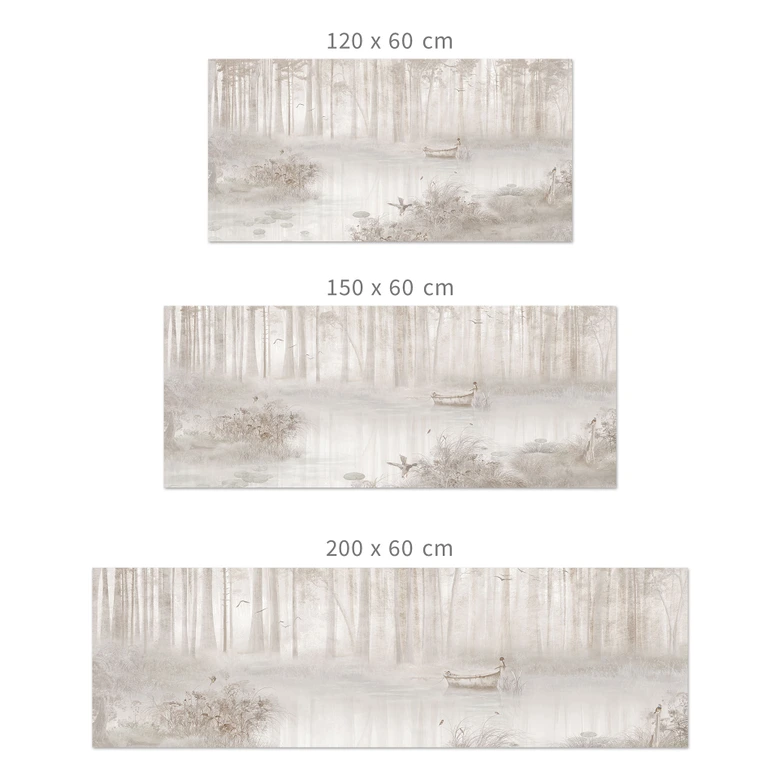 Küchenrückwand Wald am See im Nebel in Beige - Ms Tiff 