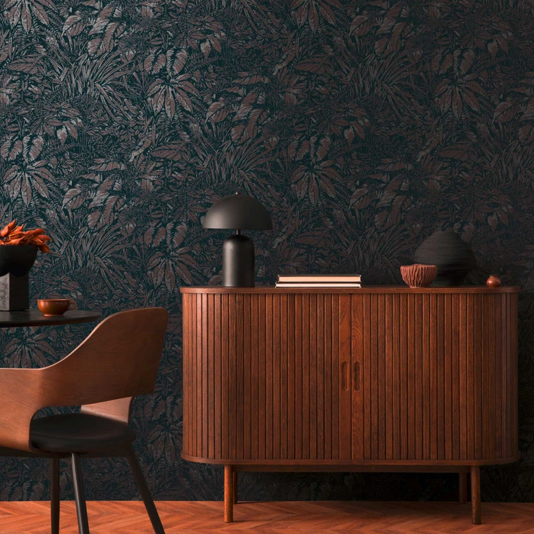 Papier peint forêt dans les tons brun-cuivré - papier peint intissé à motif naturel 