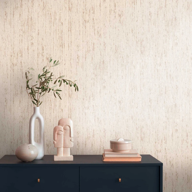 Papier peint texturé imitation bois beige - papier peint intissé look naturel - création murale 