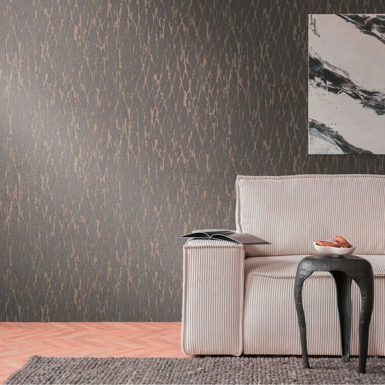 Papier peint structuré noir avec accents dorés - papier peint intissé pour pièces luxueuses 
