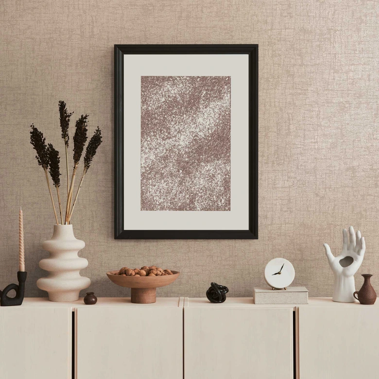 Elegant taupe texturerad skal- och stick tapet - mångsidig non-woven tapet 