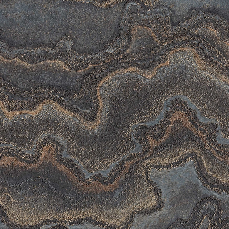 Luxueux papier peint à effet marbré noir et or - Impressionnant papier peint métallique 