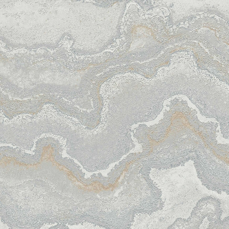 Papier peint intissé à effet marbré argenté et doré - Papier peint pour une atmosphère de vie luxueuse 