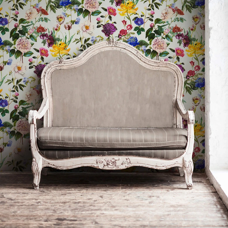 Jette Joop Vliestapete Blumentapete floral bunt, grau, grün 