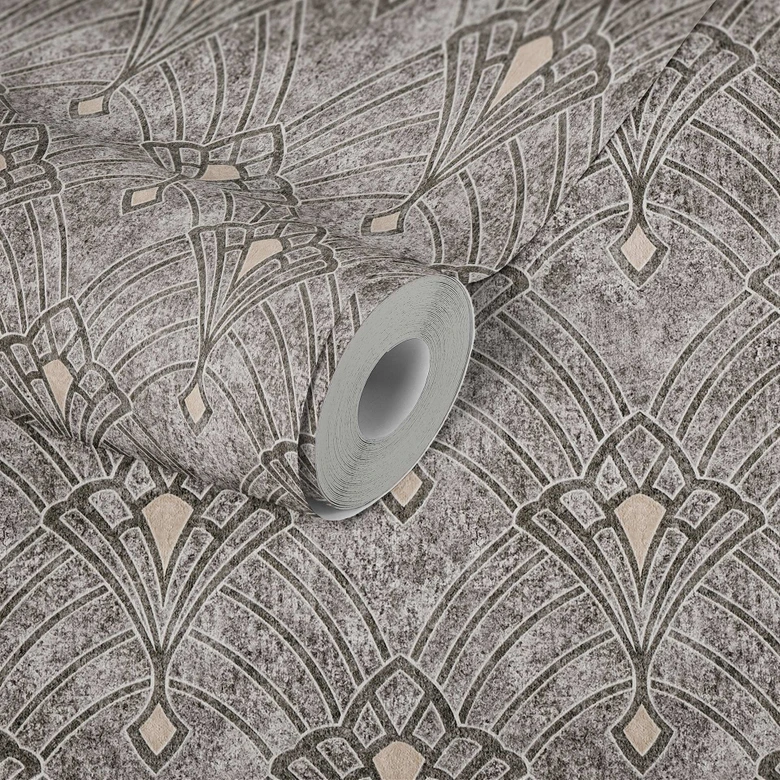 Livingwalls Art Déco Tapete Mata Hari Vliestapete schwarz, grau, beige 