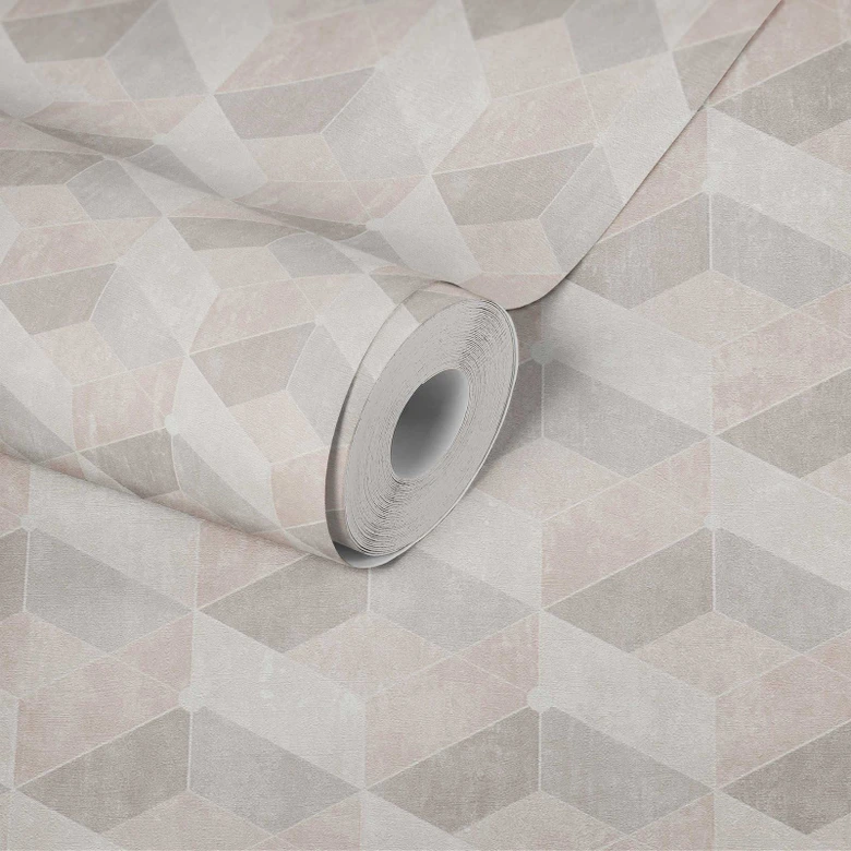 Livingwalls 3D Tapete Titanium 3 Vliestapete geometrisch beige, creme 