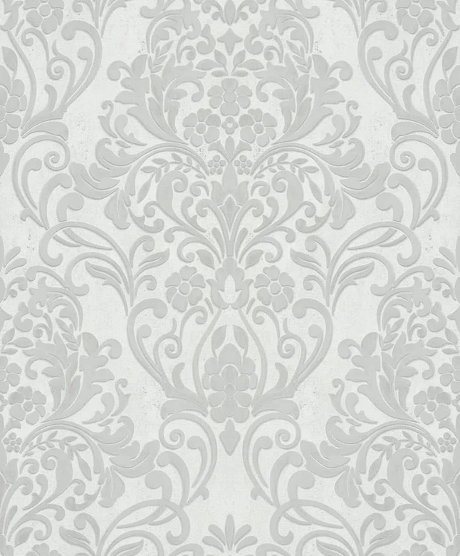Vliestapete mit ornamentalem Damask-Motiv Grau Ornamental  
