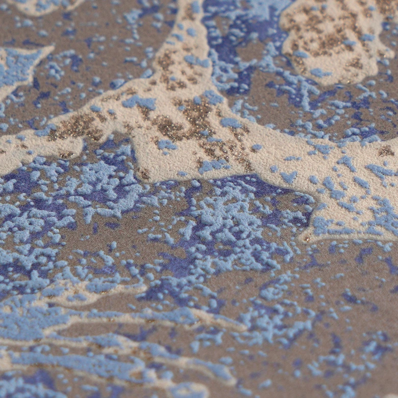 Vliestapete Davide Ornament Blau Braun Metallic - Maison Du Temps Neo-Klassik Wohnzimmer 