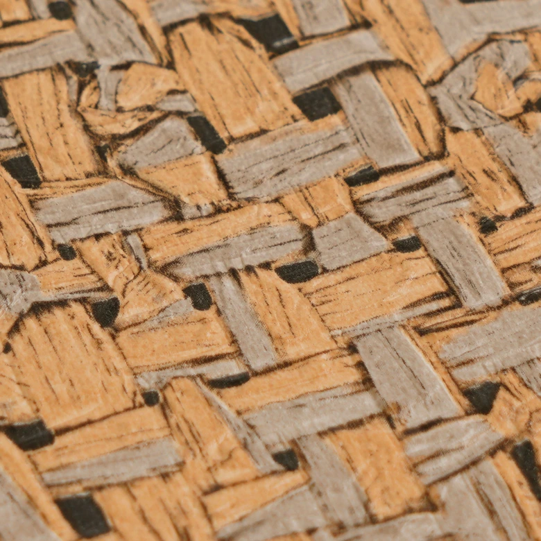 Vliesbehang Jan Studio Sense & Surface weave oranje grijs - Stud!o weave rotan zwart 