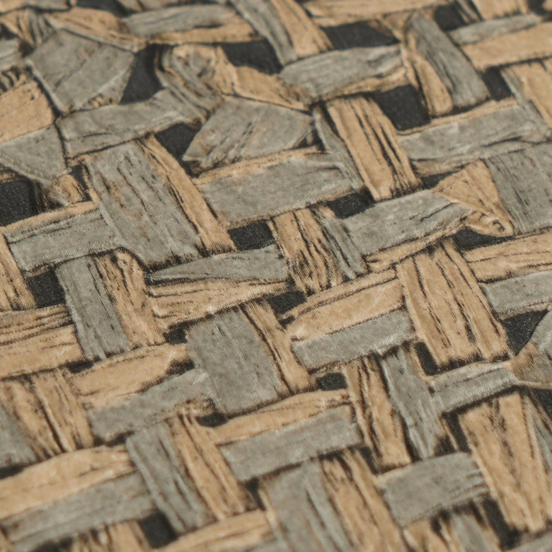 Vliesbehang Jan Studio Sense & Surface weave bruin grijs - Stud!o weave rotan zwart 