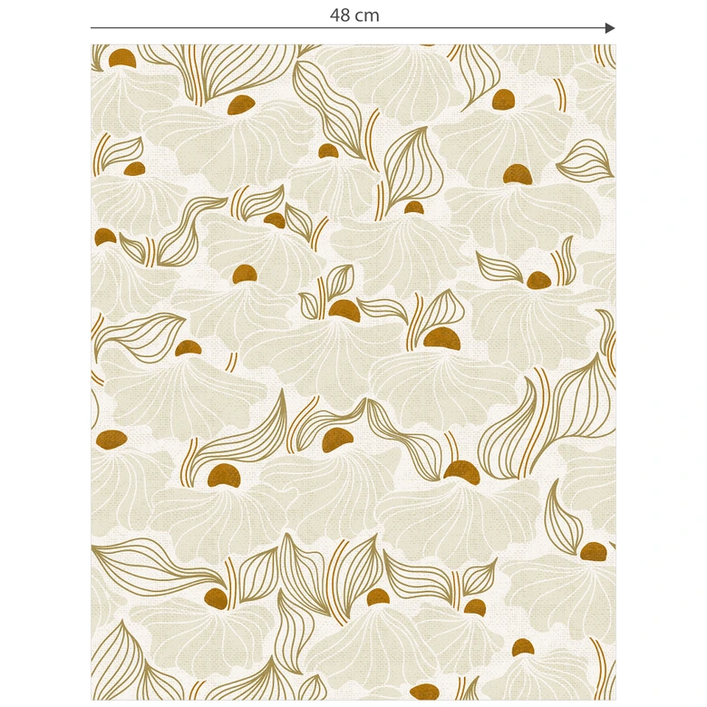 Mustertapete Minimalistische Blüten in Creme und Gold | Florale Vliestapete - Annick 
