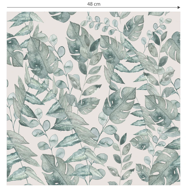 Tapet med mønster planter - jungleblade akvarel creme - Bloomery Decor 