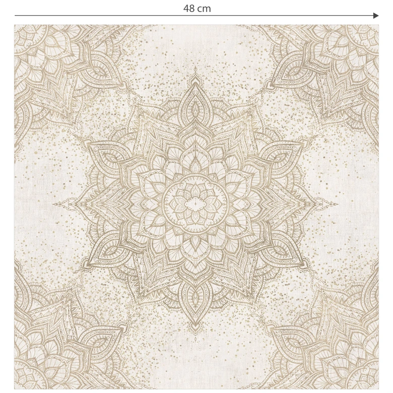 Mustertapete Elegantes Mandala in Sandgold - Bloomery Decor 